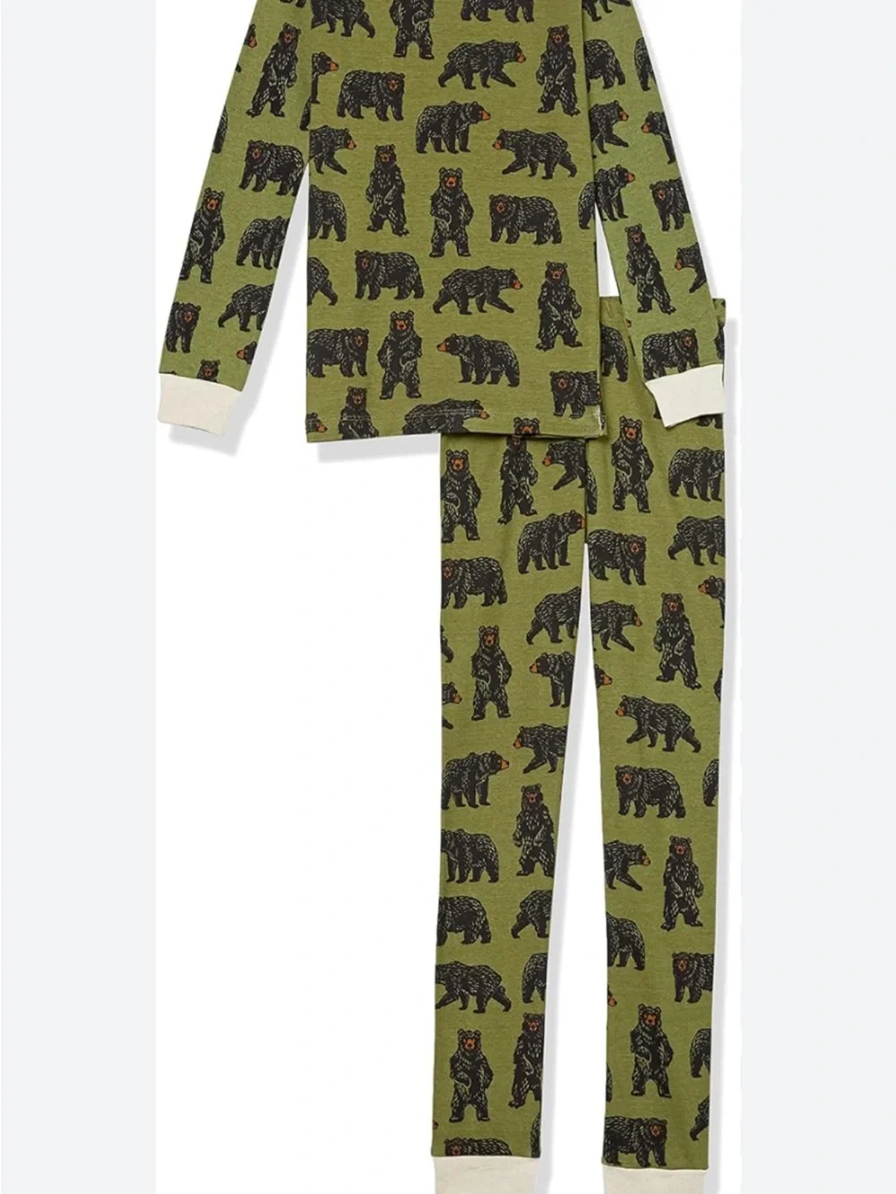 Hatley Kids Olive Green Bear Print Pajama Set Size 7